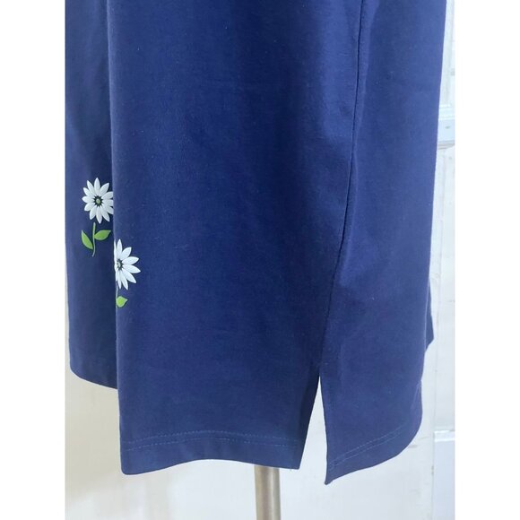 BLAIR.Women short sleeve pullover with embroidered flower‎ navy size LG - Picture 8 of 11